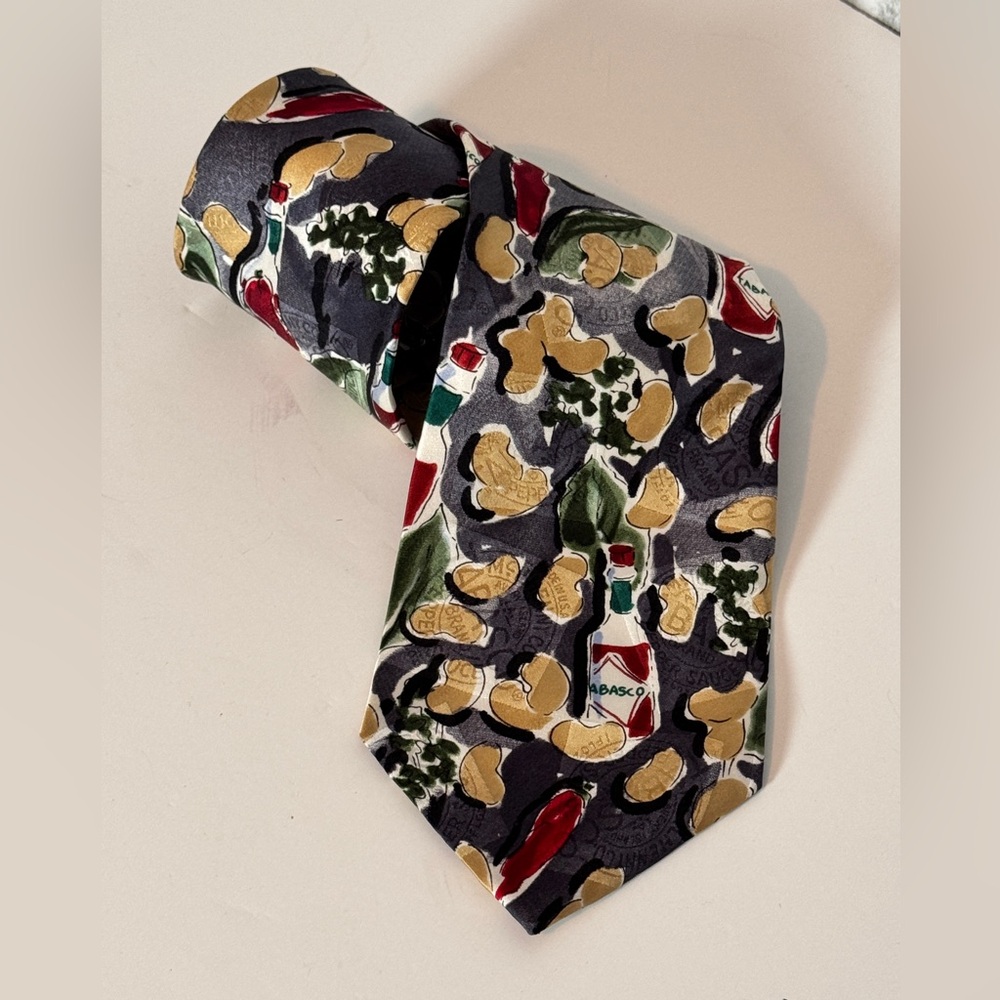 Tabasco Gray and Red 100% silk Tie‎ Vibrant Accessory